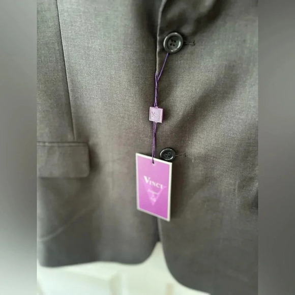 NWT Vinci Mens Zegna Two Button Suit Jacket Gray Flap Pocket Notch Lapel 42R 36W - Picture 5 of 13